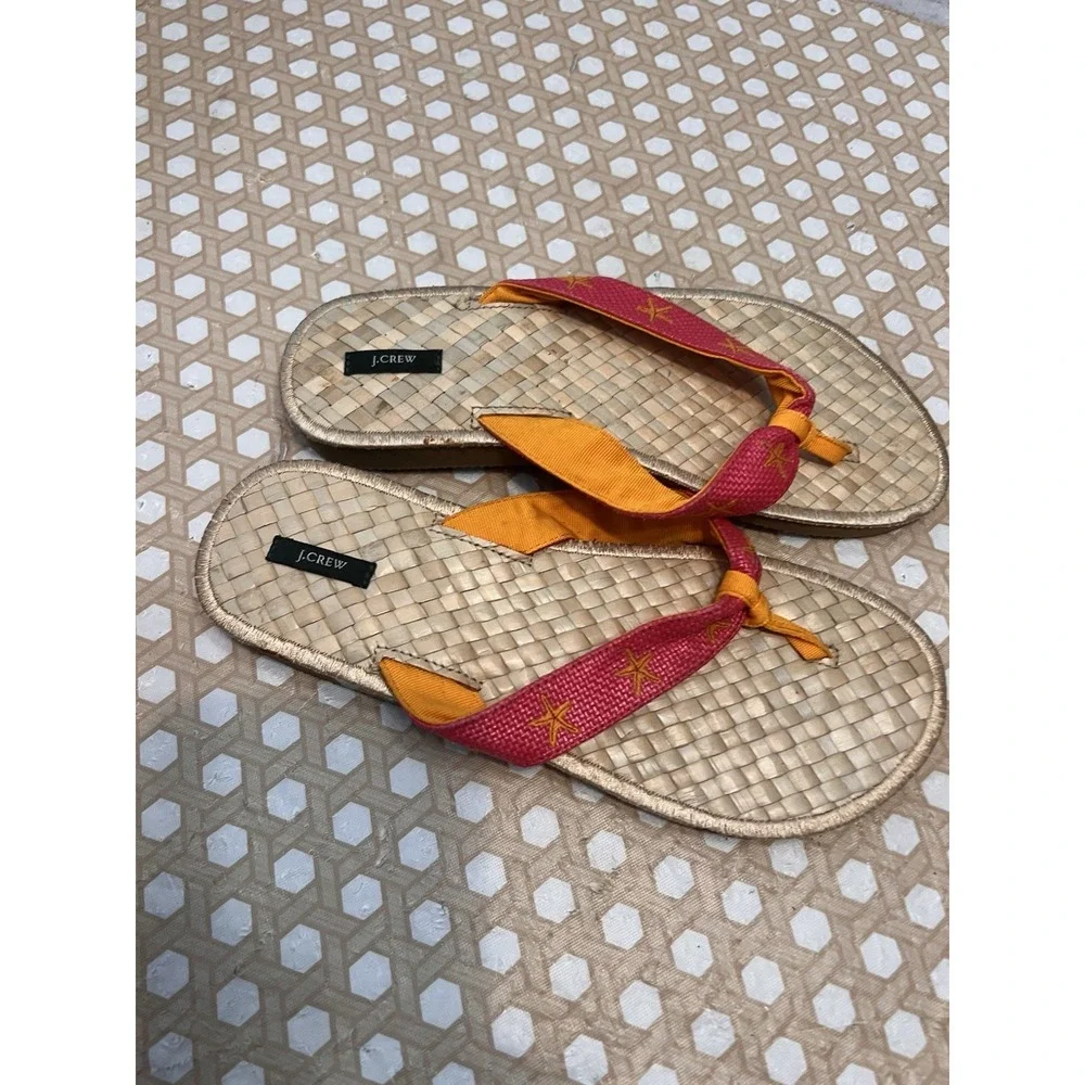 J Crew Basket Weave Insole Flip Flop Sandals Size 9 Starfish